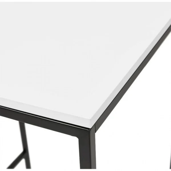 Paris Prix Table De Bar Carrée 60×102 Cm En Bois Blanc Et Métal Noir 6