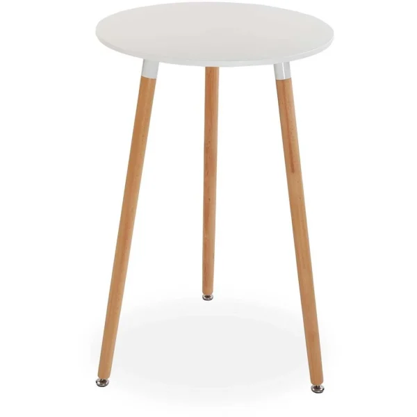 Versa Table De Bar Ronde En Bois Plateau Coloré Blanc 1