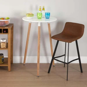 Versa Table De Bar Ronde En Bois Plateau Coloré Blanc 8