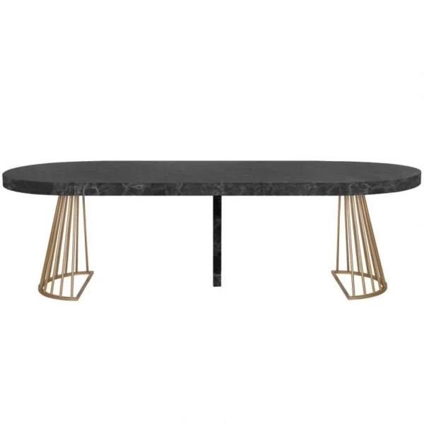 Paris Prix Table De Repas Extensible Resoa 110-260cm Effet Marbre Noir 3