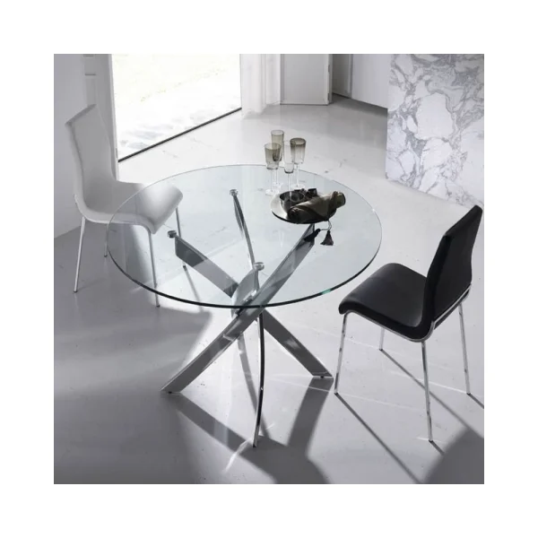 Paris Prix Table De Repas Ronde En Verre “”””Alessio”””” 140cm Argent 3