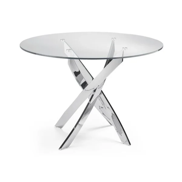 Paris Prix Table De Repas Ronde En Verre “”””Alessio”””” 140cm Argent 1