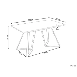 Beliani Table De Salle à Manger 140 X 80 Cm Bois Clair Et Noir UPTON 8