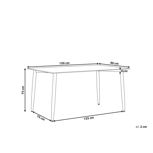 Beliani Table De Salle à Manger En Verre / Pieds Noirs 150 X 90 Cm TOTHAM 3