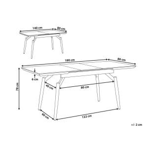 Beliani Table De Salle à Manger Extensible Effet Bois Foncé 140/180 X 80 Cm … 9