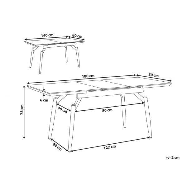 Beliani Table De Salle à Manger Extensible Effet Bois Foncé 140/180 X 80 Cm … 3