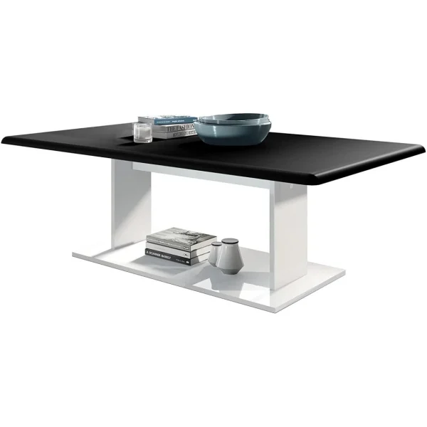 MPC Table De Salon Table Basse En Blanc Avec Plateau De Dessus En Noir Ma… 1