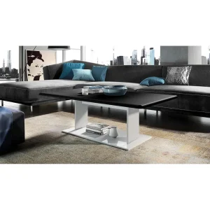 MPC Table De Salon Table Basse En Blanc Avec Plateau De Dessus En Noir Ma… 6