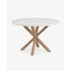 Pegane Table Ronde Coloris Blanc / Naturel En MDF Laqué Et Acier Effet Bois … 13