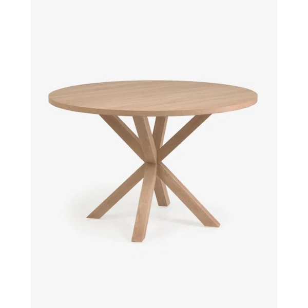 Pegane Table Ronde Coloris Naturel En MDF Laqué Et Acier Effet Bois – Diamè… 1