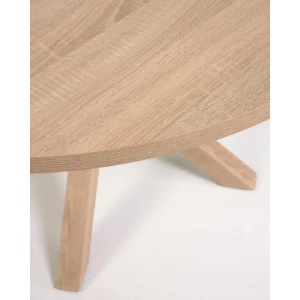 Pegane Table Ronde Coloris Naturel En MDF Laqué Et Acier Effet Bois – Diamè… 9