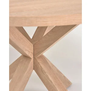 Pegane Table Ronde Coloris Naturel En MDF Laqué Et Acier Effet Bois – Diamè… 11