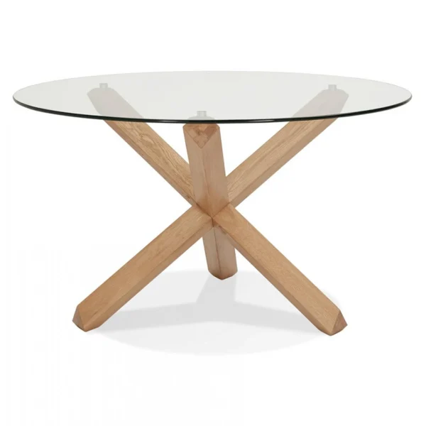 Alterego Table Ronde Design ‘MAGIK’ En Verre Et Chêne Massif 3