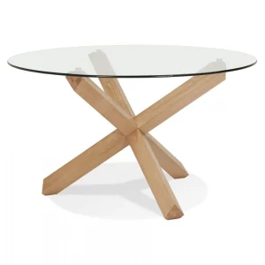 Alterego Table Ronde Design ‘MAGIK’ En Verre Et Chêne Massif 11