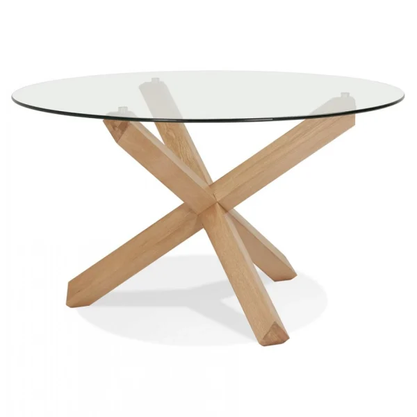 Alterego Table Ronde Design ‘MAGIK’ En Verre Et Chêne Massif 4