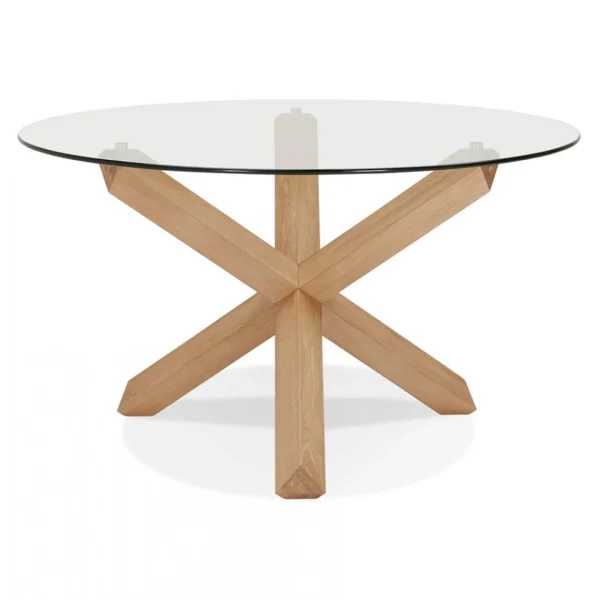 Alterego Table Ronde Design ‘MAGIK’ En Verre Et Chêne Massif 5