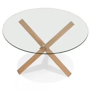 Alterego Table Ronde Design ‘MAGIK’ En Verre Et Chêne Massif 15