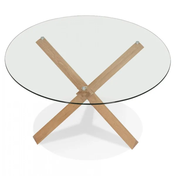 Alterego Table Ronde Design ‘MAGIK’ En Verre Et Chêne Massif 6