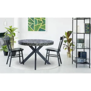 Paris Prix Table Ronde Extensible Zefane 110-260cm Noir & Effet Marbre 12