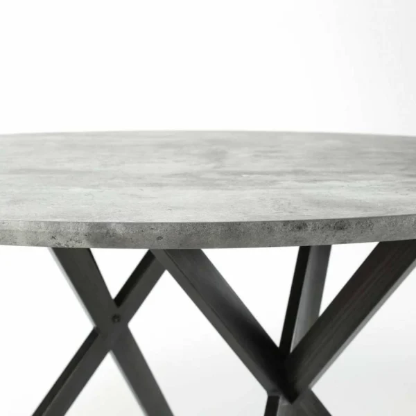 L’Héritier Du Temps Table Ronde Hinsk Table De Repas Design Indus En Acier Noir Et Bois Av… 6