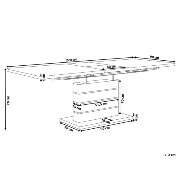 Beliani Table Extensible En Acier Blanc 180/220 X 90 Cm HAMLER – Blanc 3