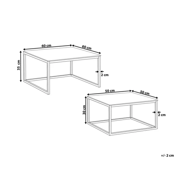 Beliani Lot De 2 Tables Basses Blanches BREA – 3