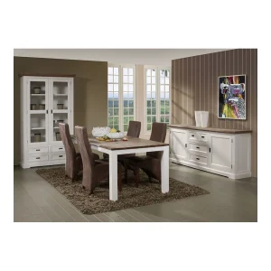 KASALINEA Buffet Enfilade Contemporain Bois Massif Couleur Blanc EMELINE 10