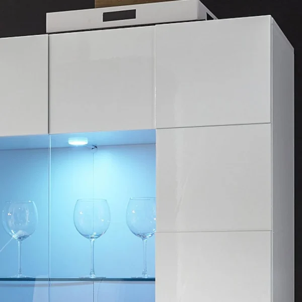 NOUVOMEUBLE Vaisselier Design Blanc Laqué SANDREA 5