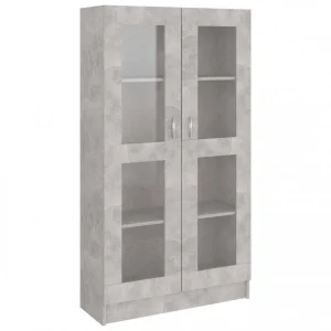 VidaXL Armoire à Vitrine Gris Béton 82,5×30,5×150 Cm Aggloméré 9