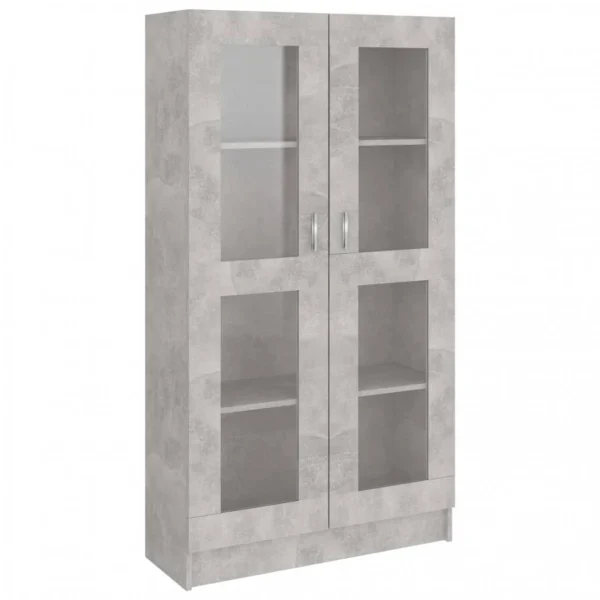 VidaXL Armoire à Vitrine Gris Béton 82,5×30,5×150 Cm Aggloméré 3