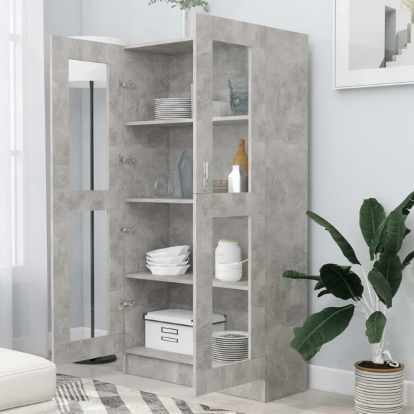 VidaXL Armoire à Vitrine Gris Béton 82,5×30,5×150 Cm Aggloméré 4