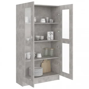 VidaXL Armoire à Vitrine Gris Béton 82,5×30,5×150 Cm Aggloméré 13