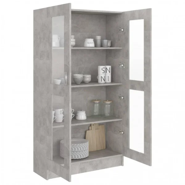 VidaXL Armoire à Vitrine Gris Béton 82,5×30,5×150 Cm Aggloméré 5