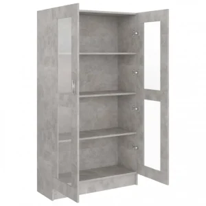 VidaXL Armoire à Vitrine Gris Béton 82,5×30,5×150 Cm Aggloméré 15