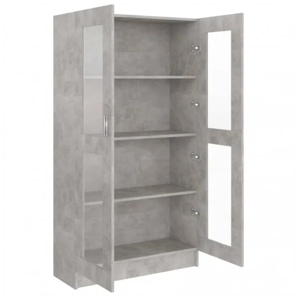 VidaXL Armoire à Vitrine Gris Béton 82,5×30,5×150 Cm Aggloméré 6