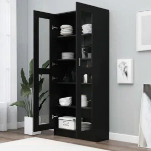 VidaXL Armoire à Vitrine Noir 82,5×30,5×185,5 Cm Aggloméré 11