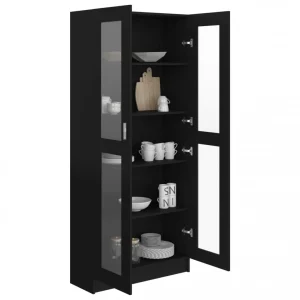 VidaXL Armoire à Vitrine Noir 82,5×30,5×185,5 Cm Aggloméré 13