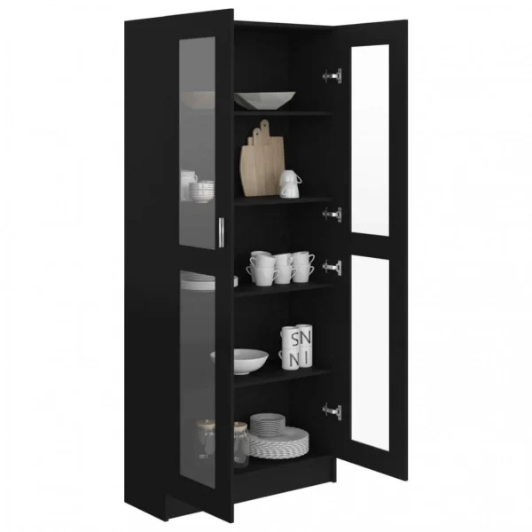 VidaXL Armoire à Vitrine Noir 82,5×30,5×185,5 Cm Aggloméré 5