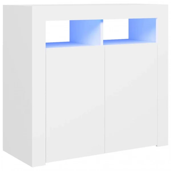 VidaXL Buffet Avec Lumières LED Blanc 80x35x75 Cm 3