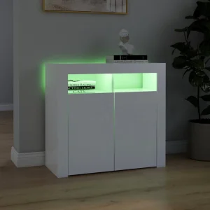 VidaXL Buffet Avec Lumières LED Blanc 80x35x75 Cm 13