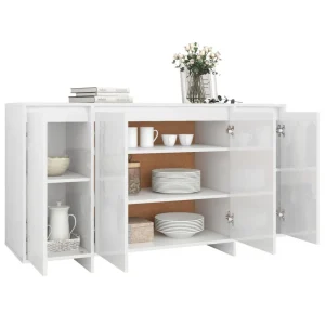 VidaXL Buffet Blanc Brillant 135x41x75 Cm Aggloméré 13