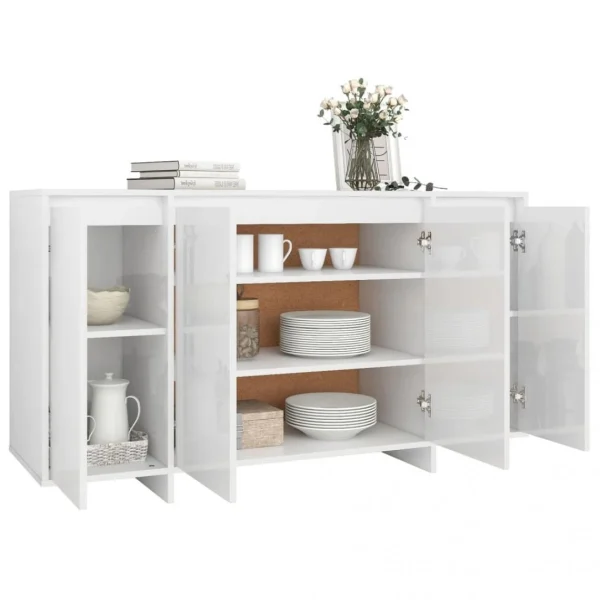 VidaXL Buffet Blanc Brillant 135x41x75 Cm Aggloméré 5