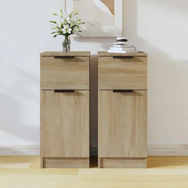 VidaXL Buffets 2 Pcs Chêne Sonoma 30x30x70 Cm Bois D’ingénierie 1