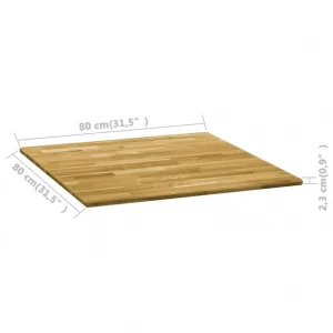 VidaXL Dessus De Table Bois De Chêne Massif Carré 23 Mm 80×80 Cm 15