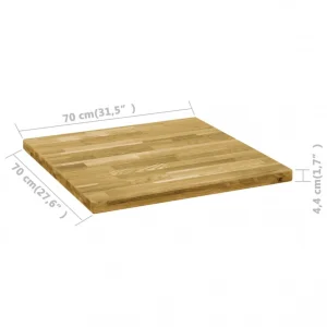 VidaXL Dessus De Table Bois De Chêne Massif Carré 44 Mm 70×70 Cm 15