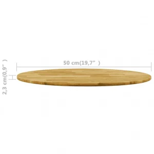 VidaXL Dessus De Table Bois De Chêne Massif Rond 23 Mm 500 Mm 15