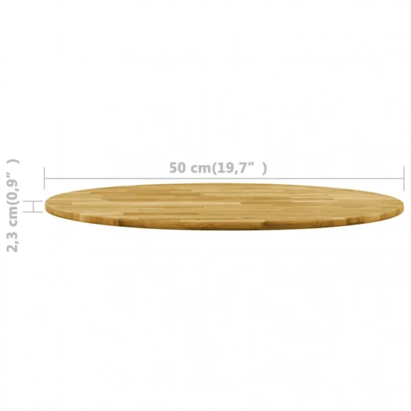 VidaXL Dessus De Table Bois De Chêne Massif Rond 23 Mm 500 Mm 6