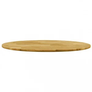 VidaXL Dessus De Table Bois De Chêne Massif Rond 23 Mm 800 Mm 9