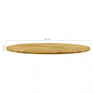 VidaXL Dessus De Table Bois De Chêne Massif Rond 23 Mm 800 Mm 15