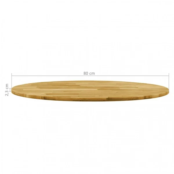 VidaXL Dessus De Table Bois De Chêne Massif Rond 23 Mm 800 Mm 6